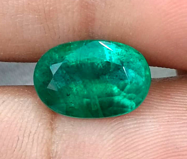 Natural Emerald 5.67ct Deep Green Zambian Origin Oval Cut Minor Oiled Loose Gemstone