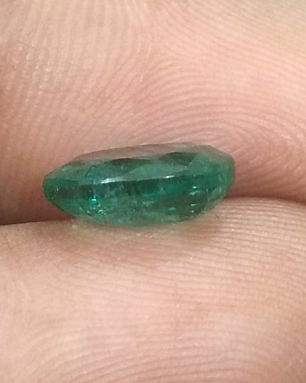 GSI Certified 2.55ct Medium Light Green Natural Zambian Emerald Minor Oiled Loose Gemstone