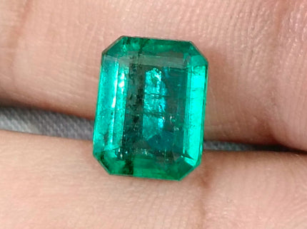 Zambian Emerald 3.52ct Certified Natural Bright Metal Green Octagon Cut Gemstone