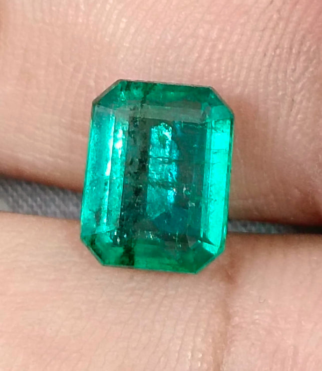 Zambian Emerald 3.52ct Certified Natural Bright Metal Green Octagon Cut Gemstone