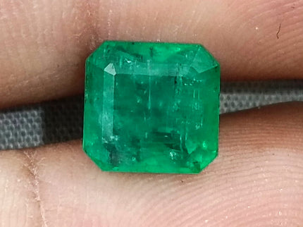 Zambian Emerald 3.53ct Bright Shamrock Green Natural Certified Octagon Cut Loose Stone