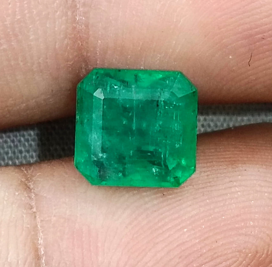 Zambian Emerald 3.53ct Bright Shamrock Green Natural Certified Octagon Cut Loose Stone