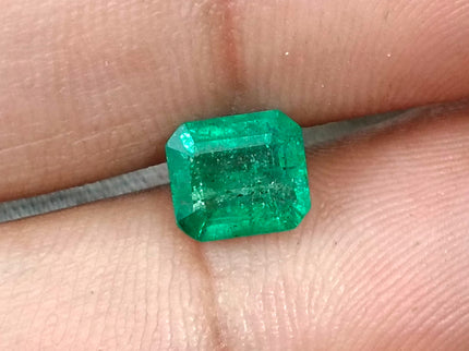 Zambian Emerald 1.57ct Medium Deep Spring Green Certified Octagon Cut Gemstone