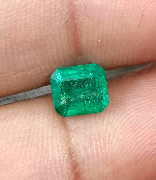 Zambian Emerald 1.57ct Medium Deep Spring Green Certified Octagon Cut Gemstone