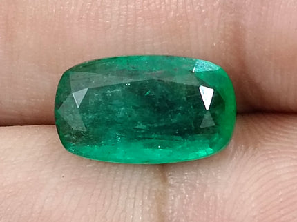 Natural Emerald 3.98ct GSI Certified Deep Green Cushion Cut Loose Gemstone