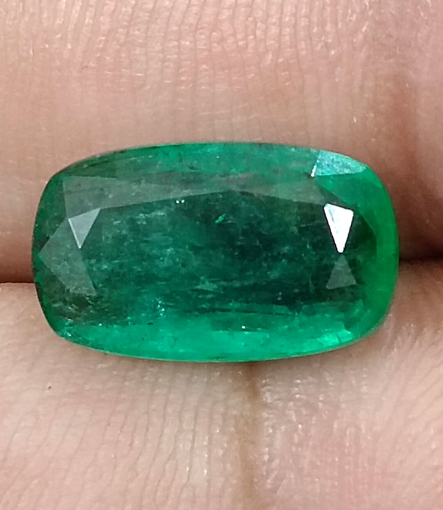 Natural Zambian Emerald 3.99ct Deep Green Cushion Cut Loose Gemstone
