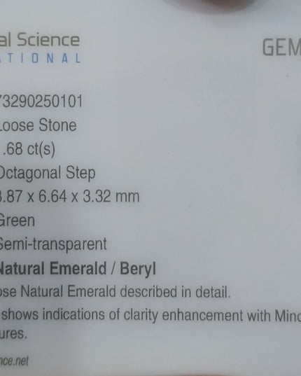 GSI USA Certified 1.68ct Deep Pure Green Natural Zambian Emerald Earth Mined Loose Gemstone