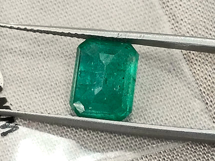 Zambian Emerald 3.05ct Natural Medium Deep Green Certified Octagon Cut Gemstone