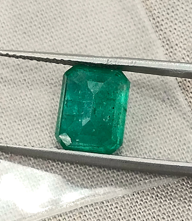 Zambian Emerald 3.05ct Natural Medium Deep Green Certified Octagon Cut Gemstone