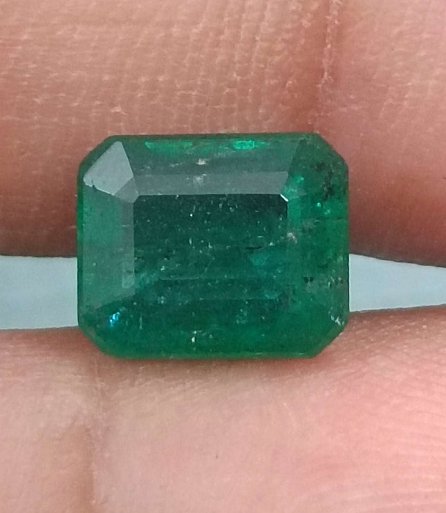 Certified 3.21 Zambian Natural Emerald.
