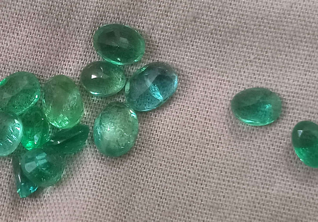 8.40ct Medium Light to Vivid Green Zambian Emerald Parcel Minor Oiled Loose Gemstones