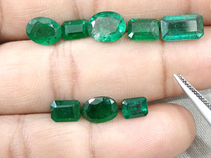 11.01ct Natural Emerald Parcel Zambia Mixed Cut Medium Deep Green Gemstones