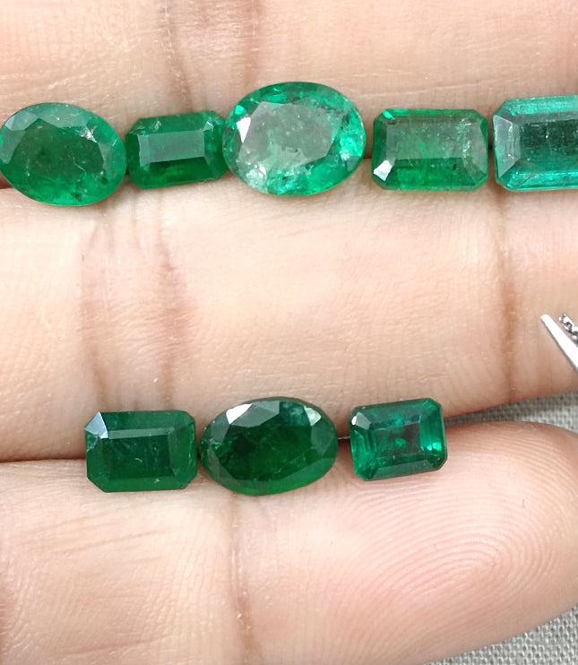 11.01ct Natural Emerald Parcel Zambia Mixed Cut Medium Deep Green Gemstones