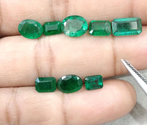 11.01ct Natural Emerald Parcel Zambia Mixed Cut Medium Deep Green Gemstones