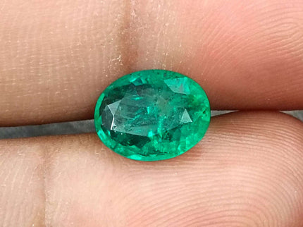 Zambian Emerald 2.42ct Certified Medium Green Oval Cut  Stone