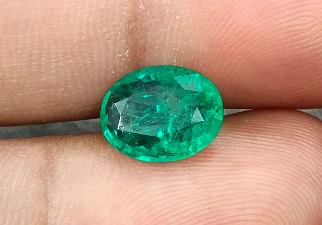 GSI Certified 2.42ct Medium Green Zambian Emerald Minor Oiled Loose Gemstone
