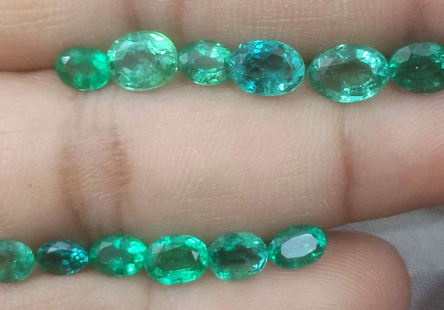 8.40ct Medium Light to Vivid Green Zambian Emerald Parcel Minor Oiled Loose Gemstones