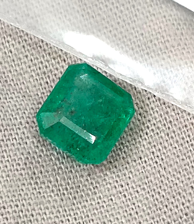 Zambian Emerald 2.15ct Natural Certified Medium Deep Green Octagon Cut Gemstone