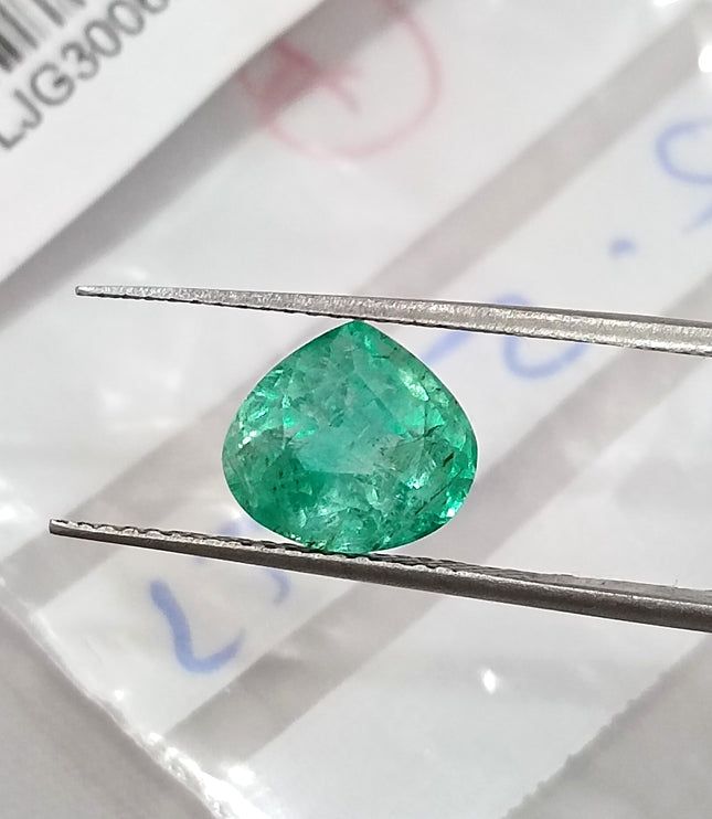 2.59ct Colombian Emerald Natural SGL Certified Medium Green Pear Cut Loose Gemstone