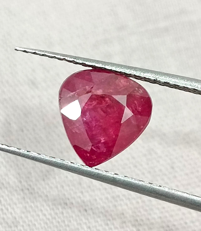 Mozambique Ruby 2.43ct Certified Natural Untreated Pear Cut Loose Gemstone