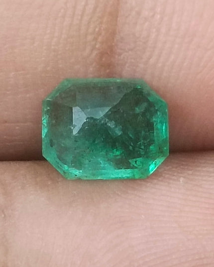 2.36ct GSI Certified Deep Green Zambian Emerald Earth Mined Loose Gemstone