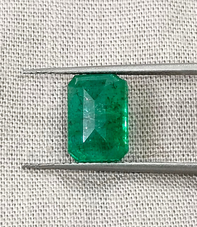 Zambian Emerald 3.20ct Certified Natural Deep Green Octagon Cut Loose Gemstone