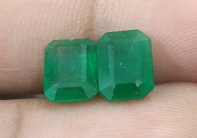 3.63ct/2pcs Emerald Cut Zambian Emerald Pair Natural Loose Gemstones