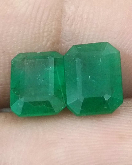 3.63ct/2pcs Emerald Cut Zambian Emerald Pair Natural Loose Gemstones