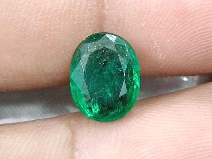 2.81ct Natural Emerald SGL Certified Zambian Deep Pure Green Oval Cut Gemstone