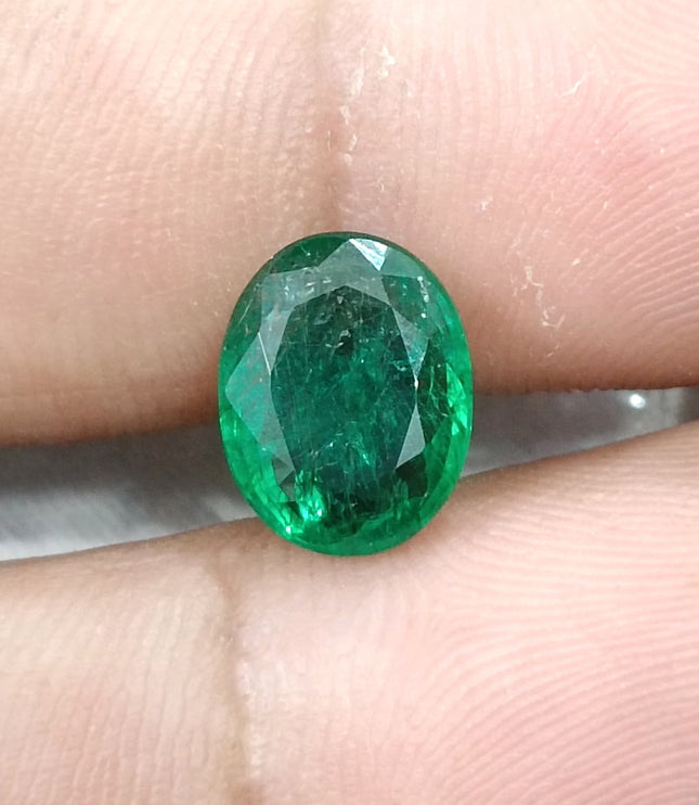 2.81ct Natural Emerald SGL Certified Zambian Deep Pure Green Oval Cut Gemstone