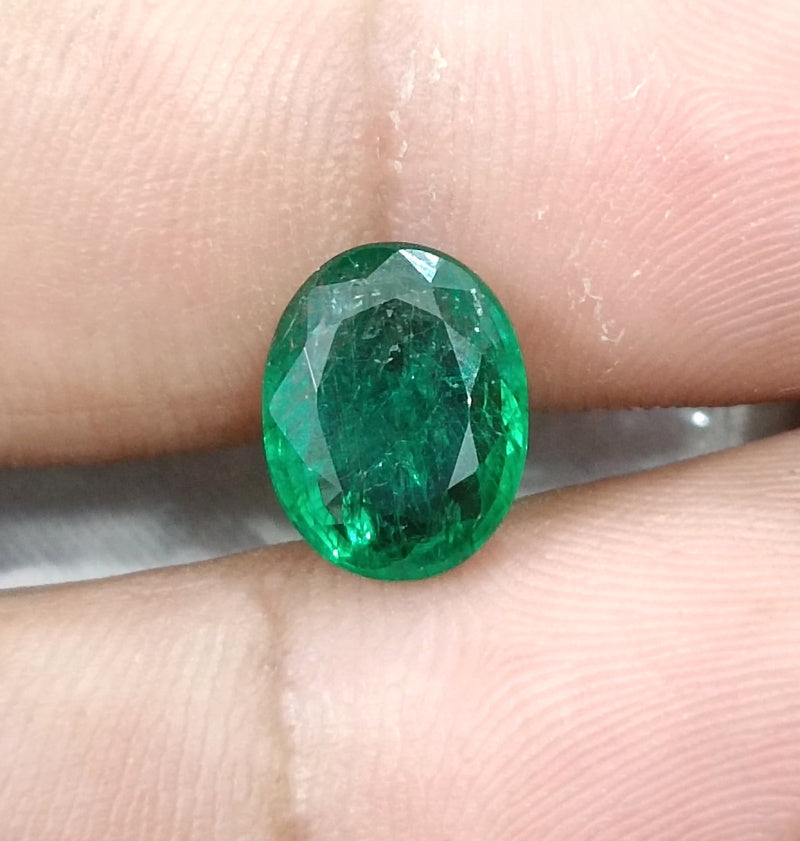 2.81ct Natural Emerald SGL Certified Zambian Deep Pure Green Oval Cut Gemstone
