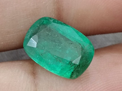 4.87ct Zambian Emerald, Deep Green Cushion Cut Loose Gemstone