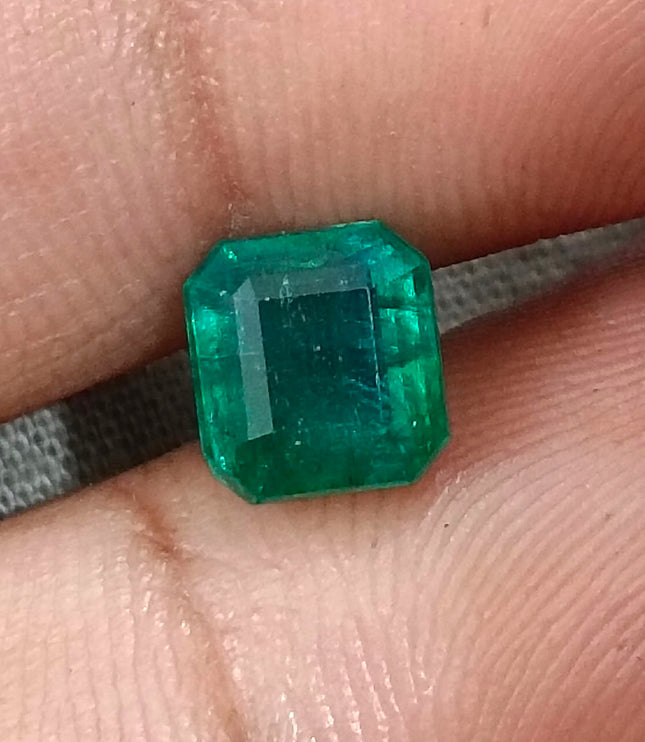 Zambian Emerald 1.87ct Natural Certified Deep Green Octagon Cut Gemstone