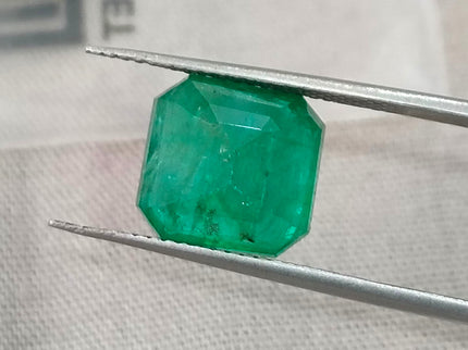 4.88ct Zambian Emerald, Certified Natural Medium Green Octagon Cut Loose Gemstone