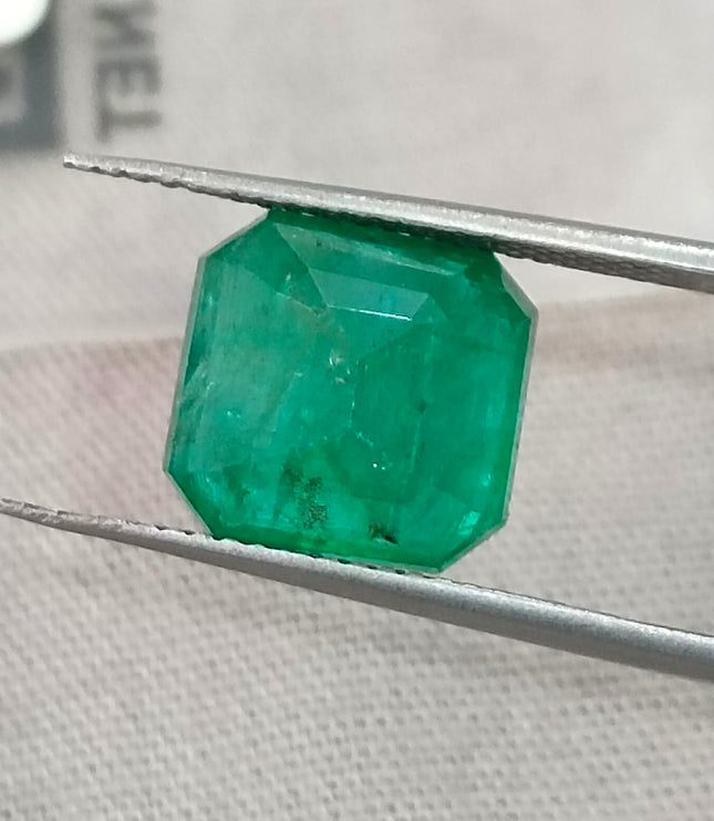 4.88ct Zambian Emerald, Certified Natural Medium Green Octagon Cut Loose Gemstone