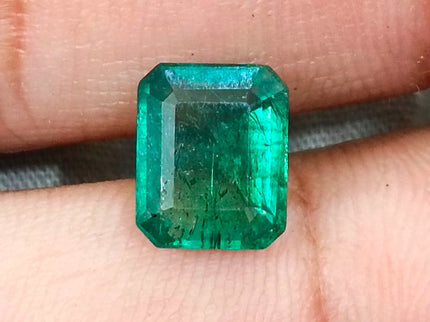 Zambian Emerald 2.85ct Natural Certified Octagon Cut Deep Forest Green Gemstone