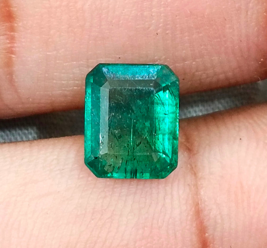 Zambian Emerald 2.85ct Natural Certified Octagon Cut Deep Forest Green Gemstone