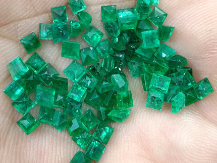 9.56ct Natural Panjshir Emerald Parcel Vivid Deep Green Princess Cut mm size Loose Gemstones