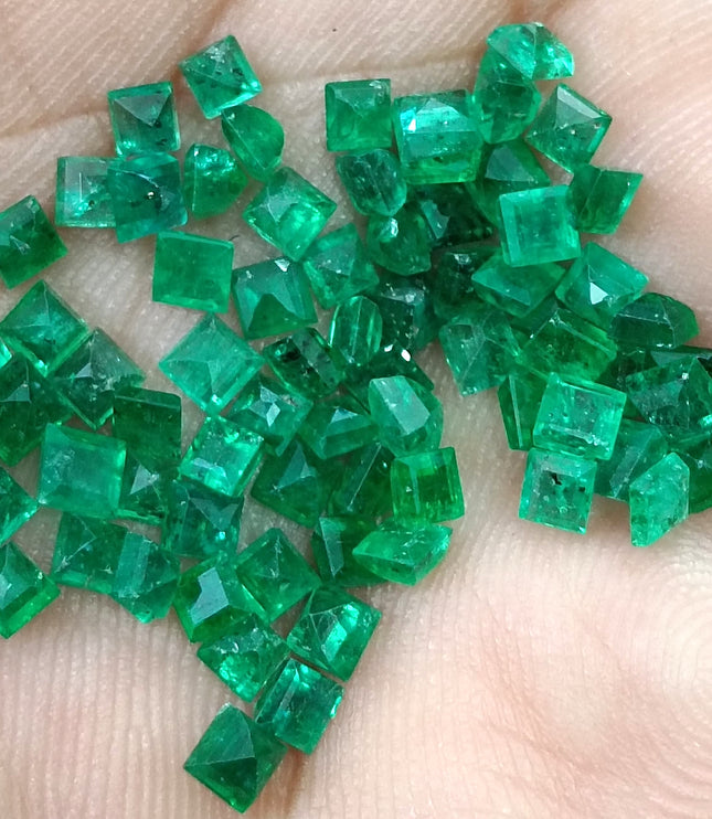 9.56ct Natural Panjshir Emerald Parcel Vivid Deep Green Princess Cut mm size Loose Gemstones