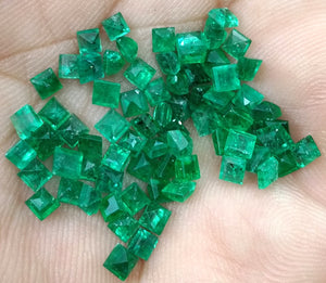 9.56ct Natural Panjshir Emerald Parcel Vivid Deep Green Princess Cut mm size Loose Gemstones