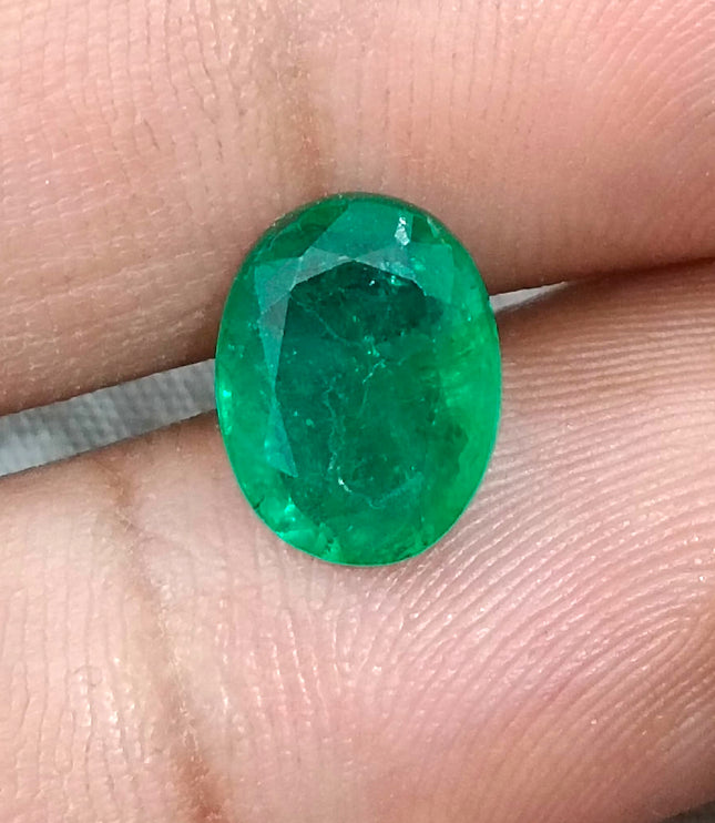 Zambian Emerald 3.05ct Medium Deep Green Oval Cut Loose Gemstone