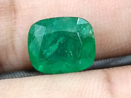 Zambian Emerald 4.12ct Certified Natural Medium Deep Green Cushion Cut Loose Stone