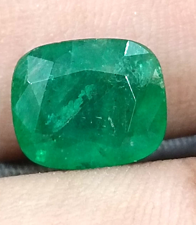 Zambian Emerald 4.12ct Certified Natural Medium Deep Green Cushion Cut Loose Stone