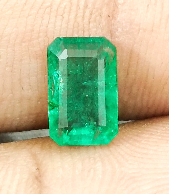 Certified 1.87ct Medium Green Zambian Emerald, Natural Untreated Gemstone.