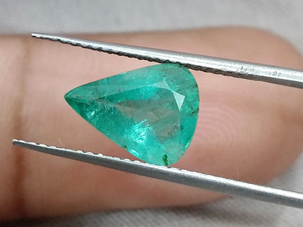 2.00ct Emerald Natural Pastel Green Pear Cut Zambian Loose Minor