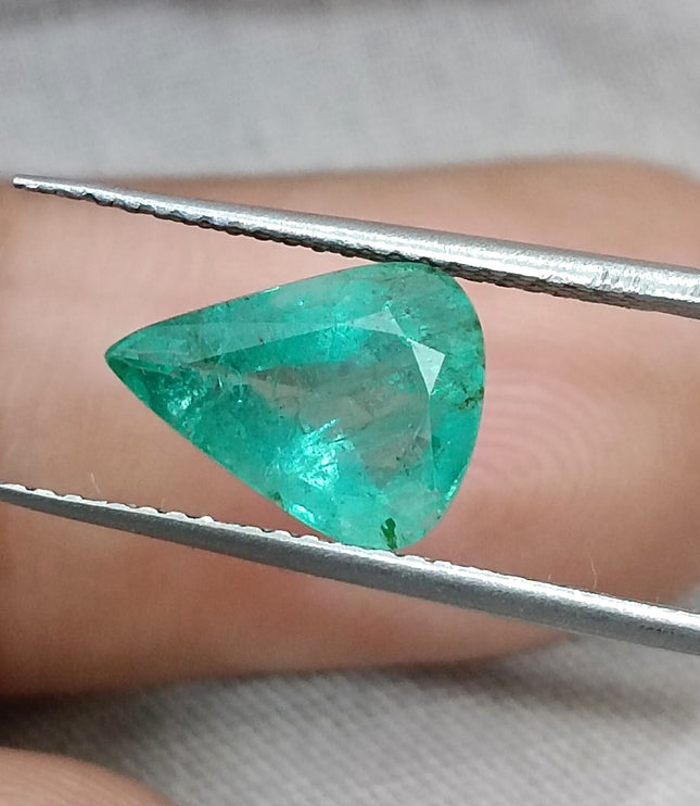 2.00ct Emerald Natural Pastel Green Pear Cut Zambian Loose Minor