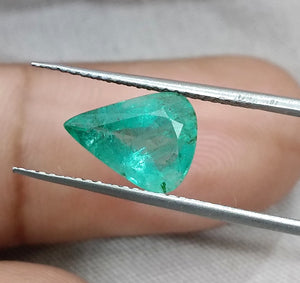 2.00ct Emerald Natural Pastel Green Pear Cut Zambian Loose Minor Oil