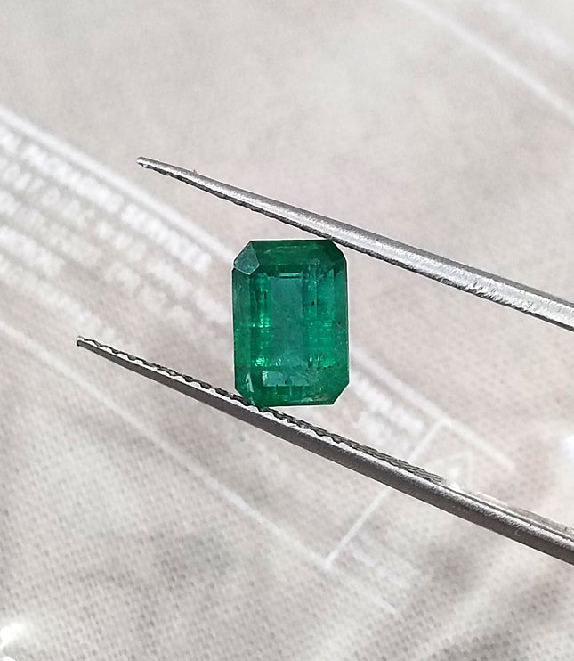 1.04ct Deep Green Natural Emerald Minor Oil Shiny Octagon Cut Gemstone