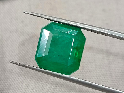 4.88ct Zambian Emerald, Certified Natural Medium Green Octagon Cut Loose Gemstone