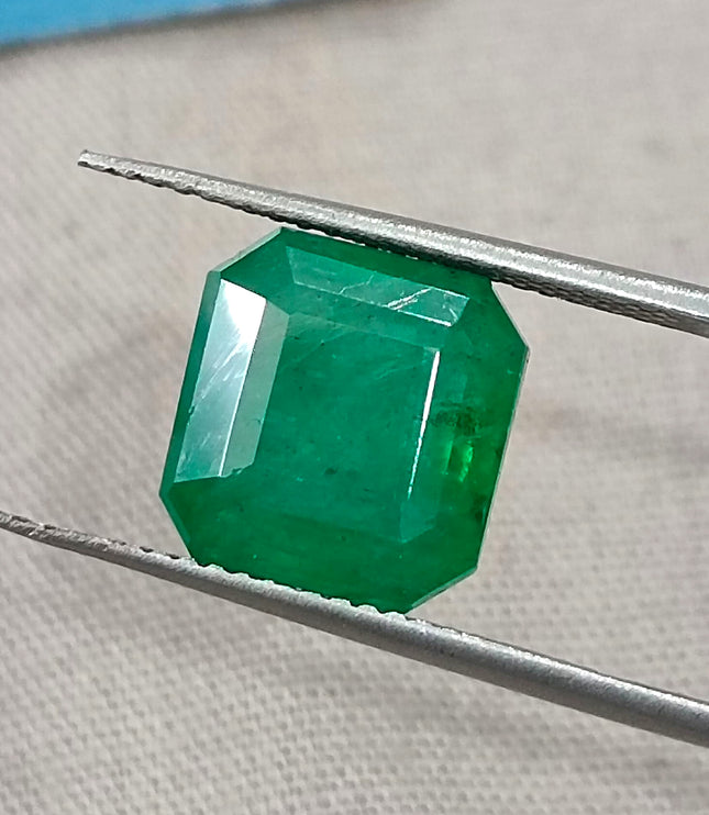 4.88ct Zambian Emerald, Certified Natural Medium Green Octagon Cut Loose Gemstone
